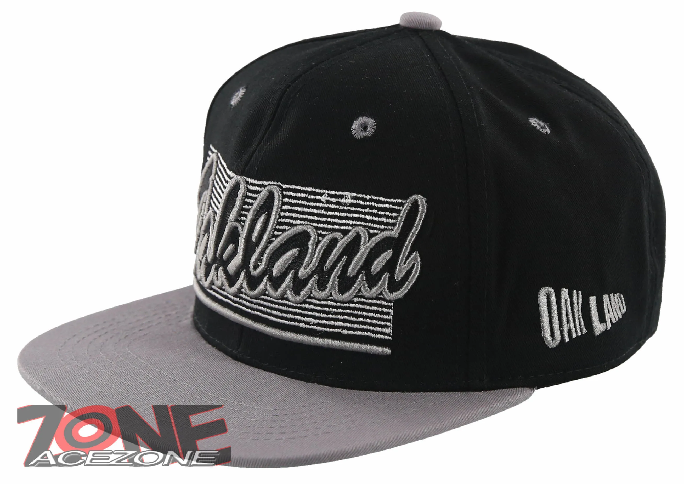 NEW! FLAT BILL OAKLAND CA STATE USA SNAPBACK BALL CAP HAT BLACK