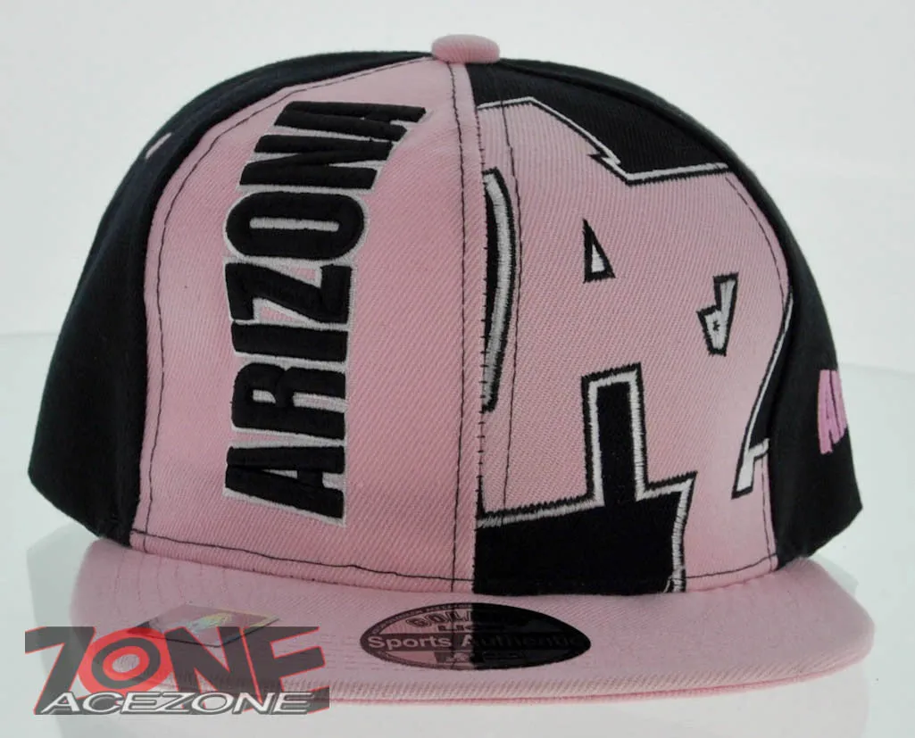 NEW! FLAT BILL SNAPBACK BALL US ARIZONA CAP HAT PINK BLACK