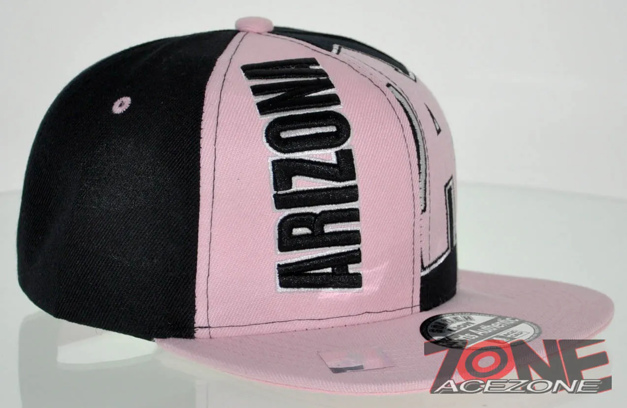 NEW! FLAT BILL SNAPBACK BALL US ARIZONA CAP HAT PINK BLACK