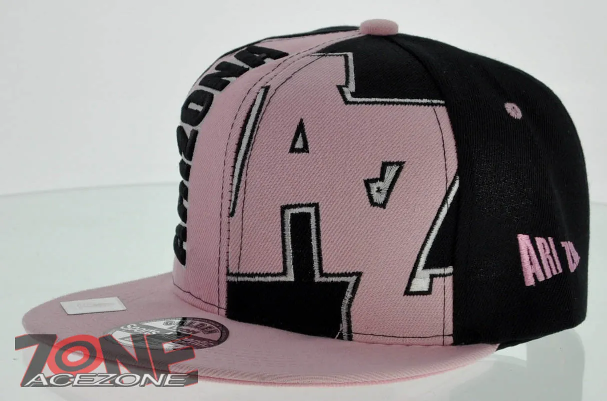 NEW! FLAT BILL SNAPBACK BALL US ARIZONA CAP HAT PINK BLACK