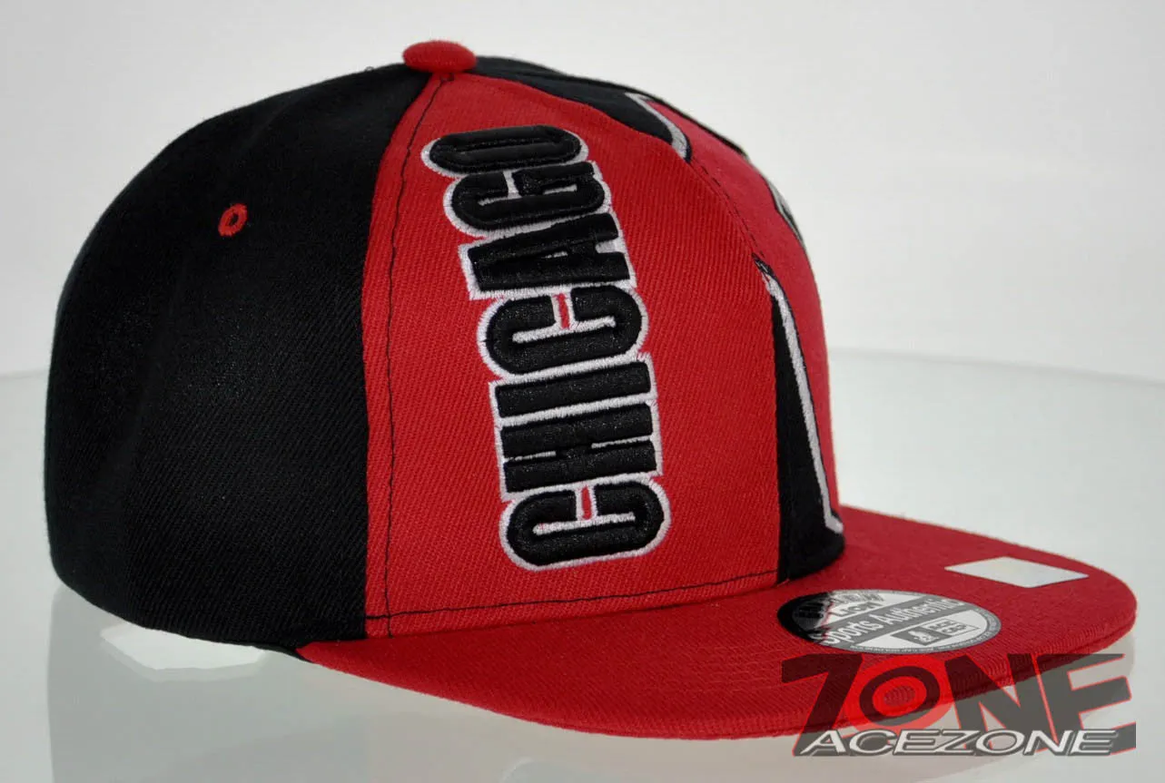 NEW! FLAT BILL SNAPBACK BALL US CHICAGO ILLINOIS CAP HAT RED BLACK