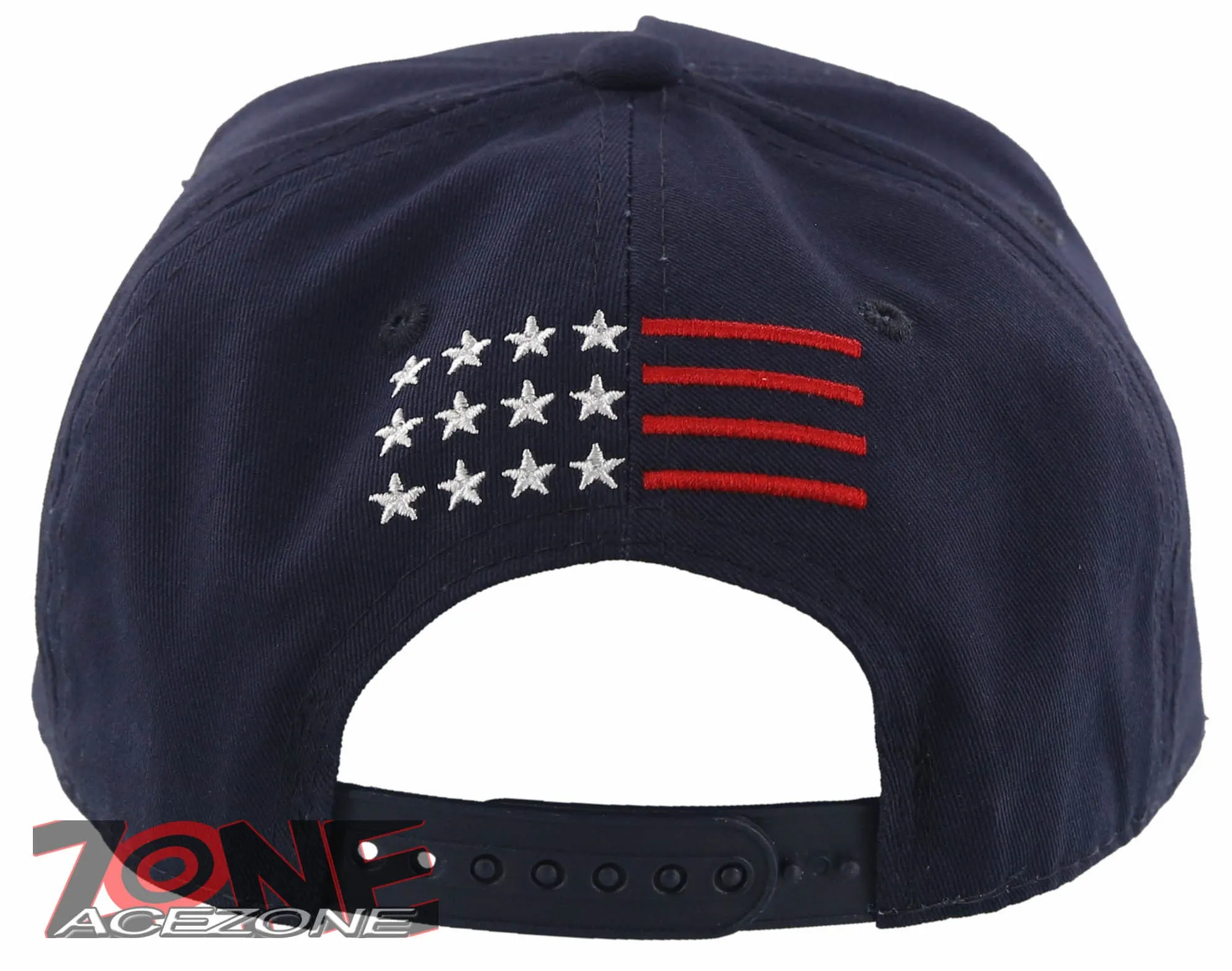 NEW! FLAT BILL USA FLAG STAR SNAPBACK BALL CAP HAT NAVY