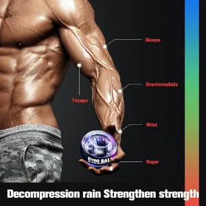 NEW JIN BD Wrist Trainer Ball Auto-Start Wrist Strengthener Gyroscopic Forearm Exerciser Gyro Ball for Strengthen Arms, Fingers, Wrist Bones and Muscles, Black