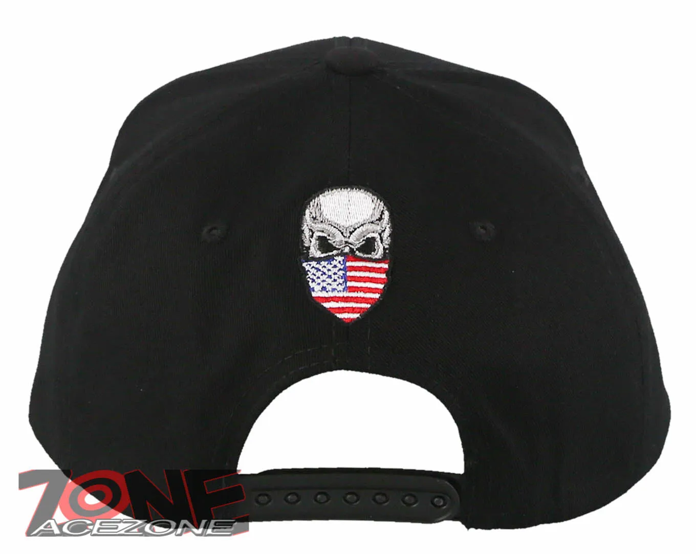 NEW! SKULL USA MASK SKELETON FLAT BILL BANDANA SNAPBACK BASEBALL CAP HAT BLACK