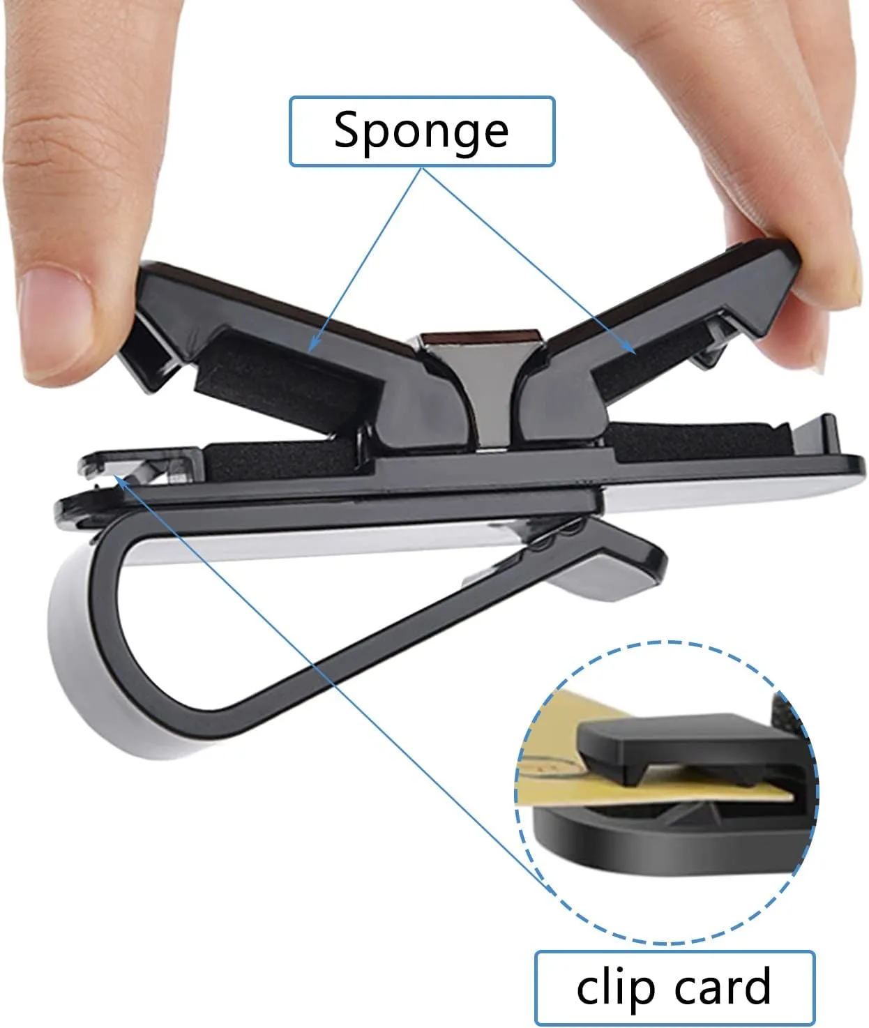 NEW Sun Visor Clip, Glasses Holders for Car Sunglasses Ticket Frame, Sunglasses Holder Clips with Double-Ends Clip Hanger, 180° Rotational Car Glasses Holder with Ticket Card Clip