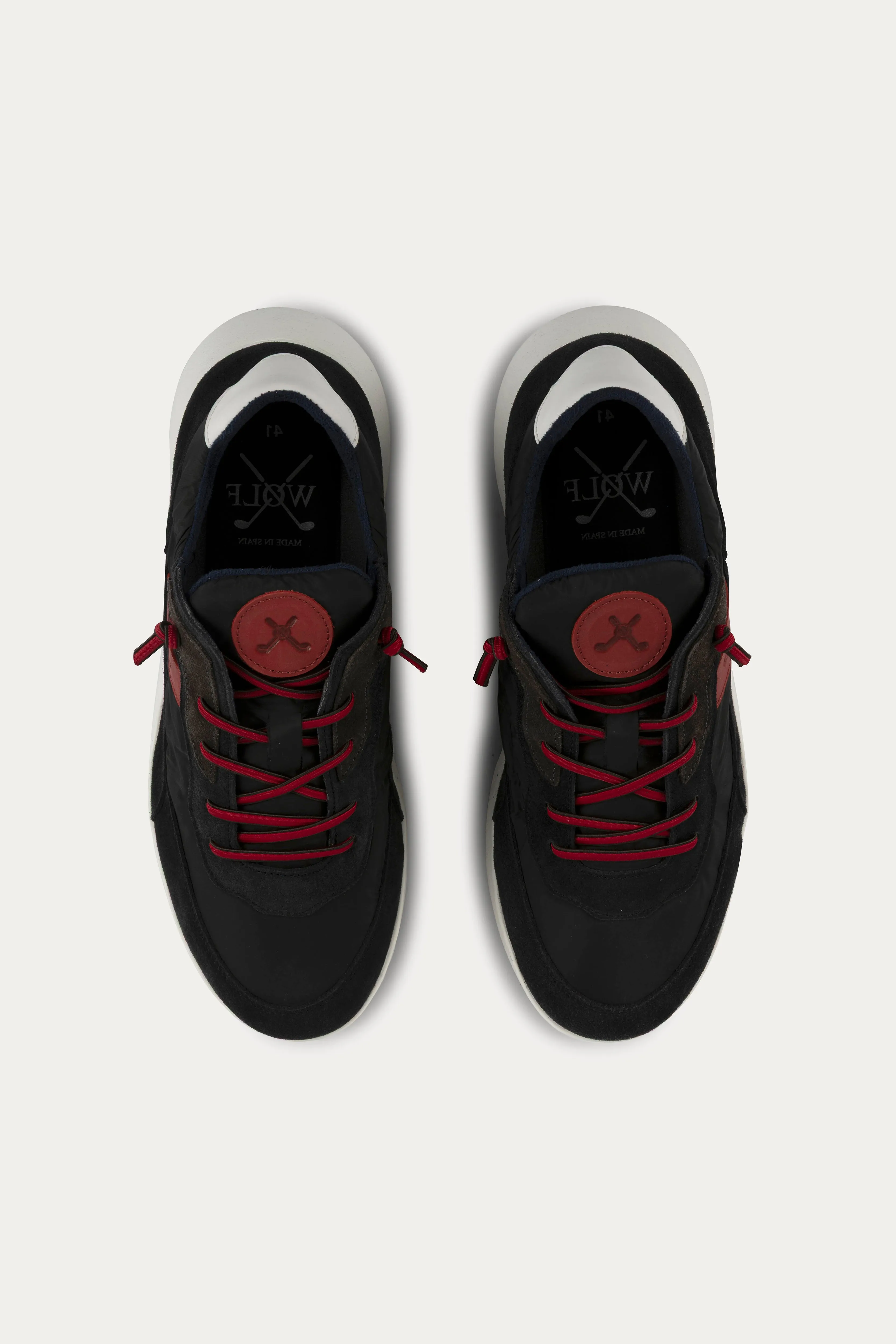 Notting Leather Trainers in Black/Red