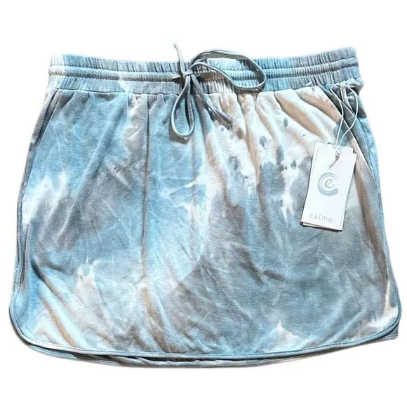 NWT Johnny Was Calme Rain Blue Tie Dye Commuter Short Skirt