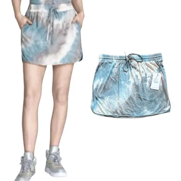 NWT Johnny Was Calme Rain Blue Tie Dye Commuter Short Skirt