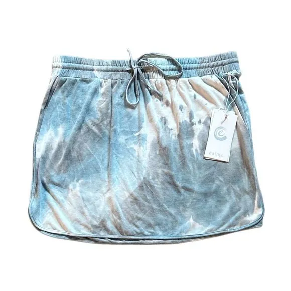 NWT Johnny Was Calme Rain Blue Tie Dye Commuter Short Skirt