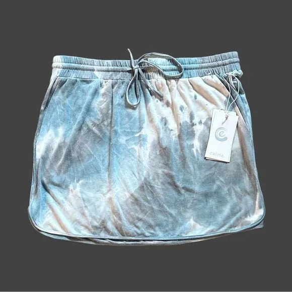 NWT Johnny Was Calme Rain Blue Tie Dye Commuter Short Skirt