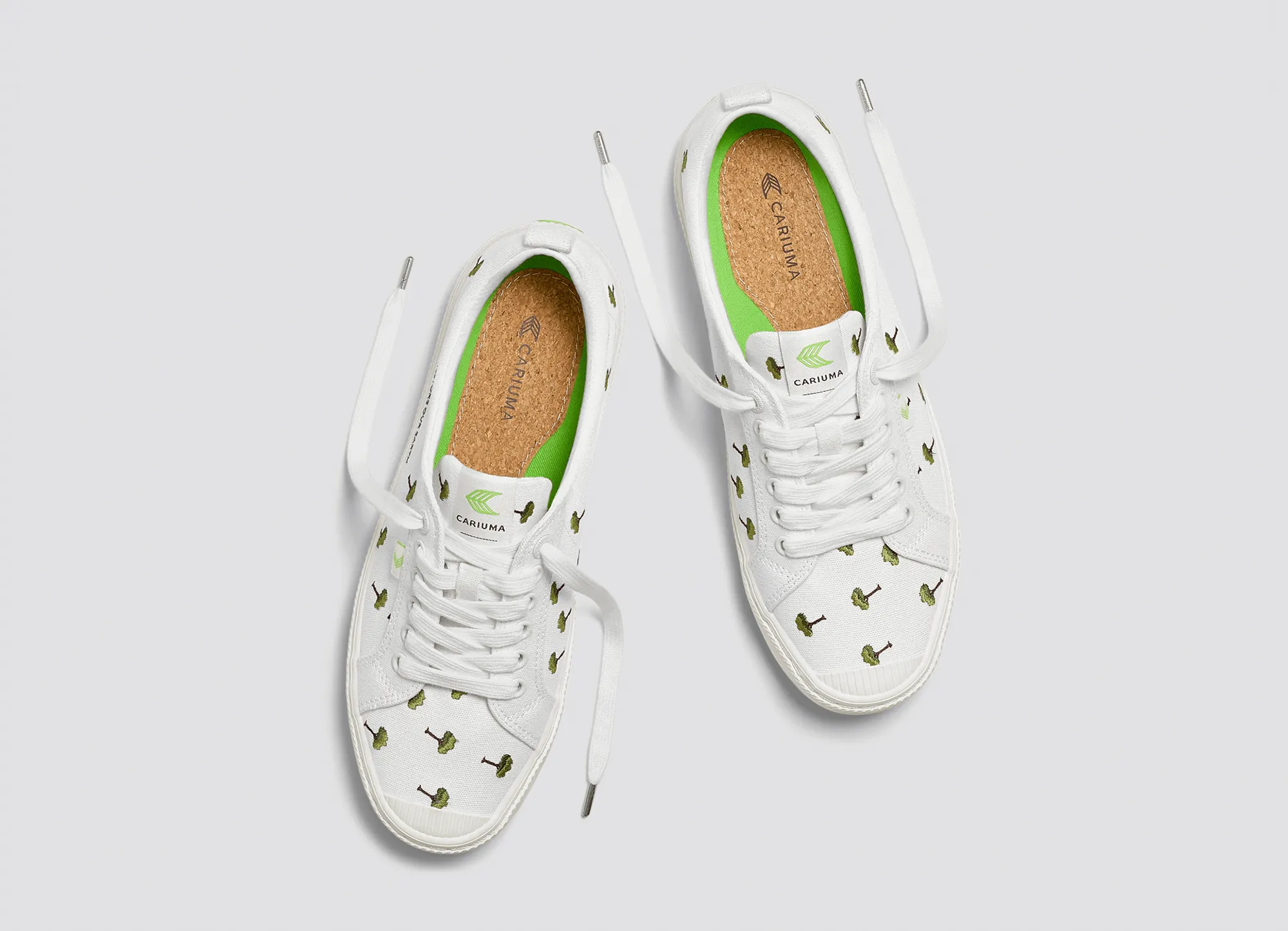 OCA Low Earth Day Embroidered Tree Off-White Canvas Sneaker Women