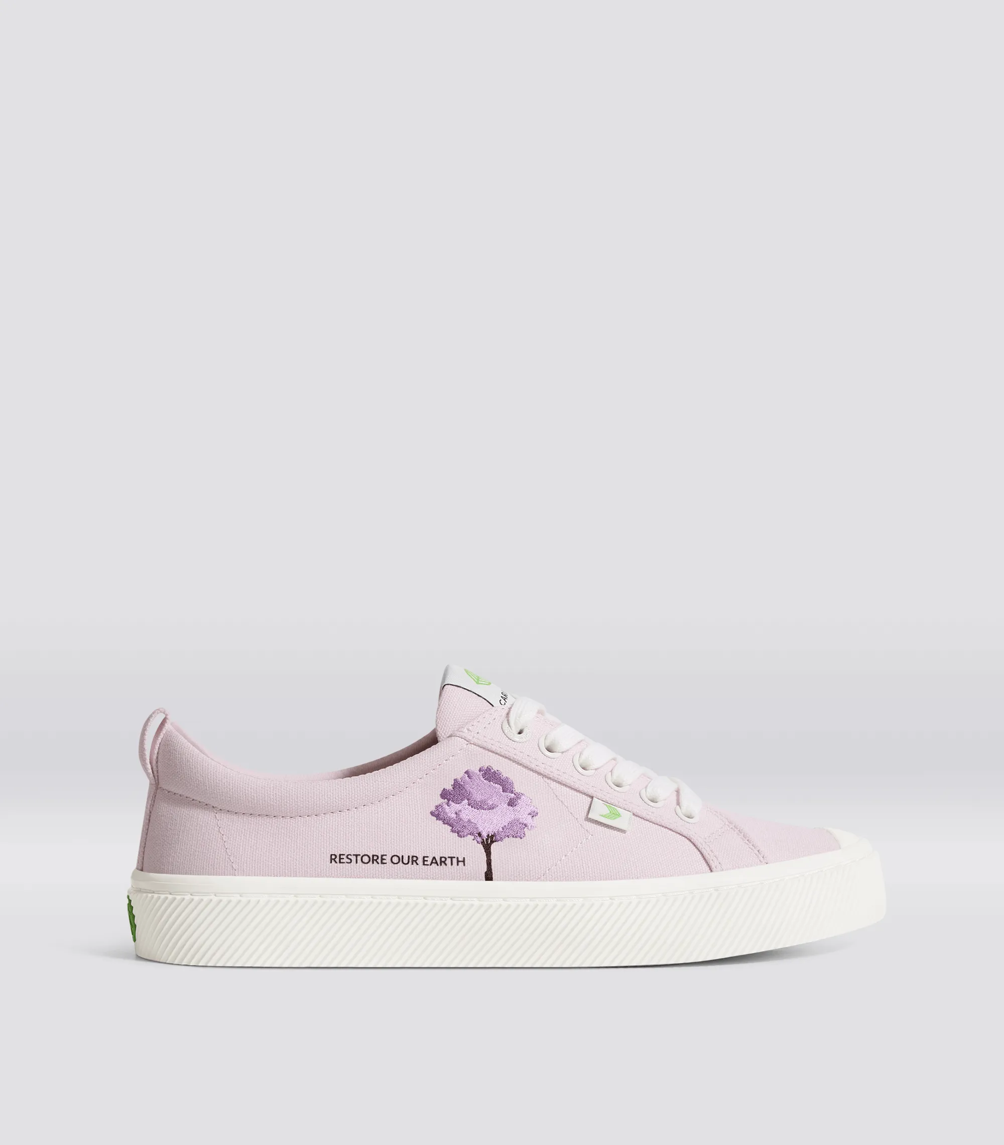 OCA Low Earth Day Embroidered Tree Pale Lilac Canvas Sneaker Men