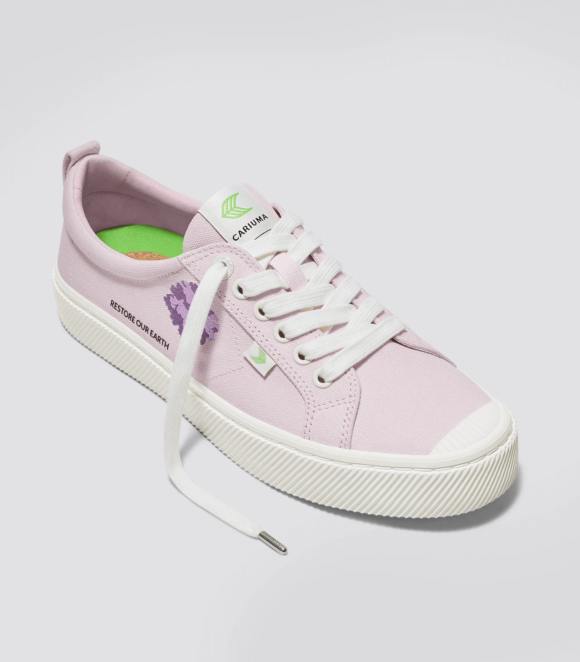 OCA Low Earth Day Embroidered Tree Pale Lilac Canvas Sneaker Men