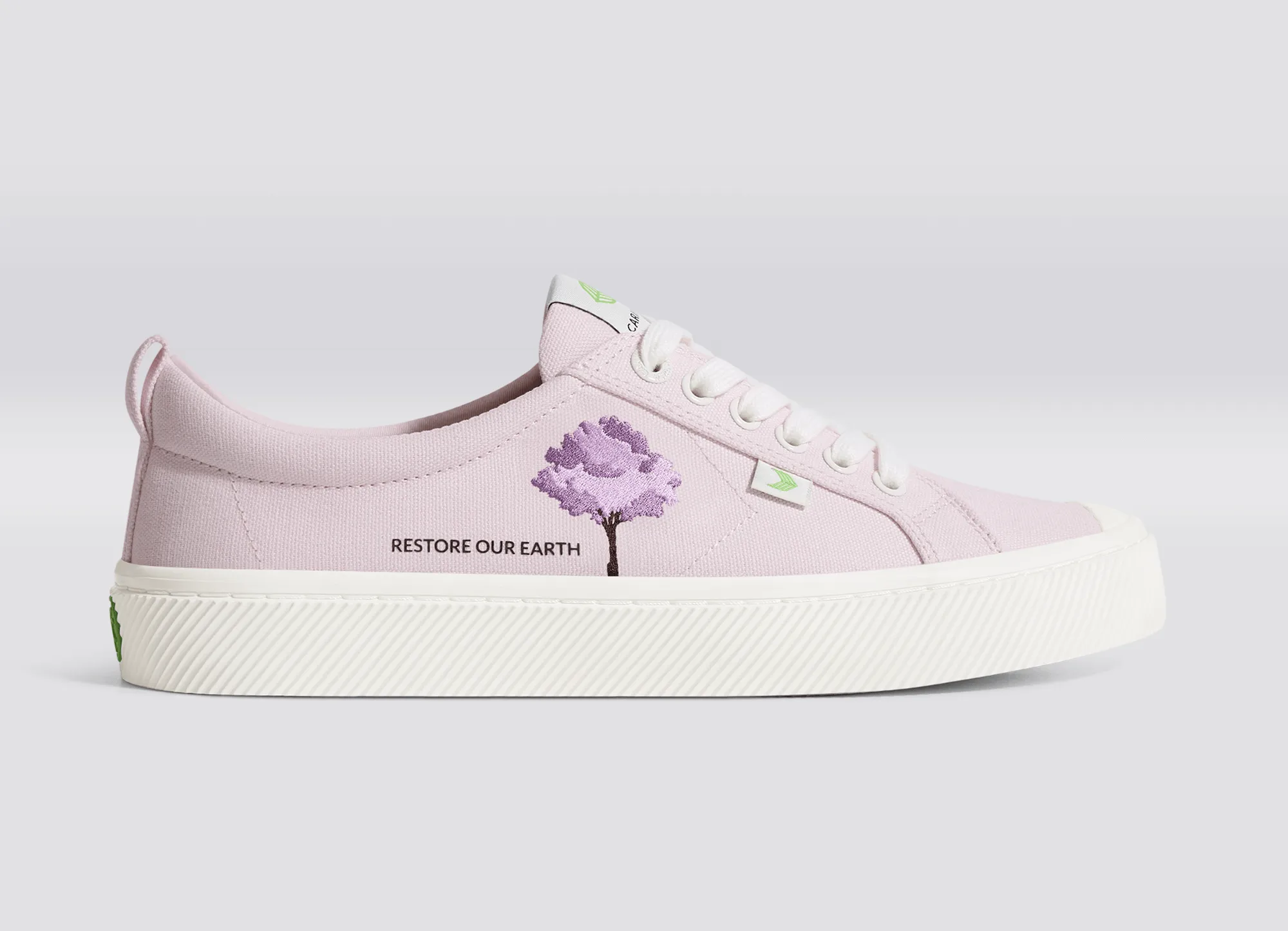 OCA Low Earth Day Embroidered Tree Pale Lilac Canvas Sneaker Men