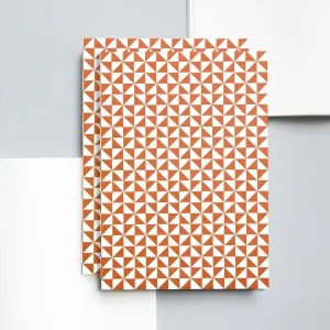 OLA Medium Flat Lay Notebook Kaffe Print in Brick Red - Ruled