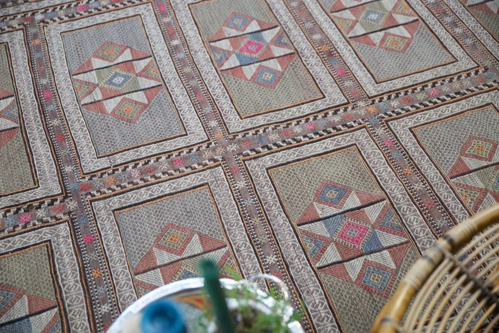 Old Bergama Kozak Cicim Kilim 5.4ftx7.7ft