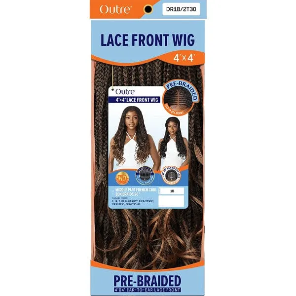 Outre 4x4 HD Pre-Braided Lace Front Wig - MIDDLE PART FRENCH CURL BOX BRAIDS 26"