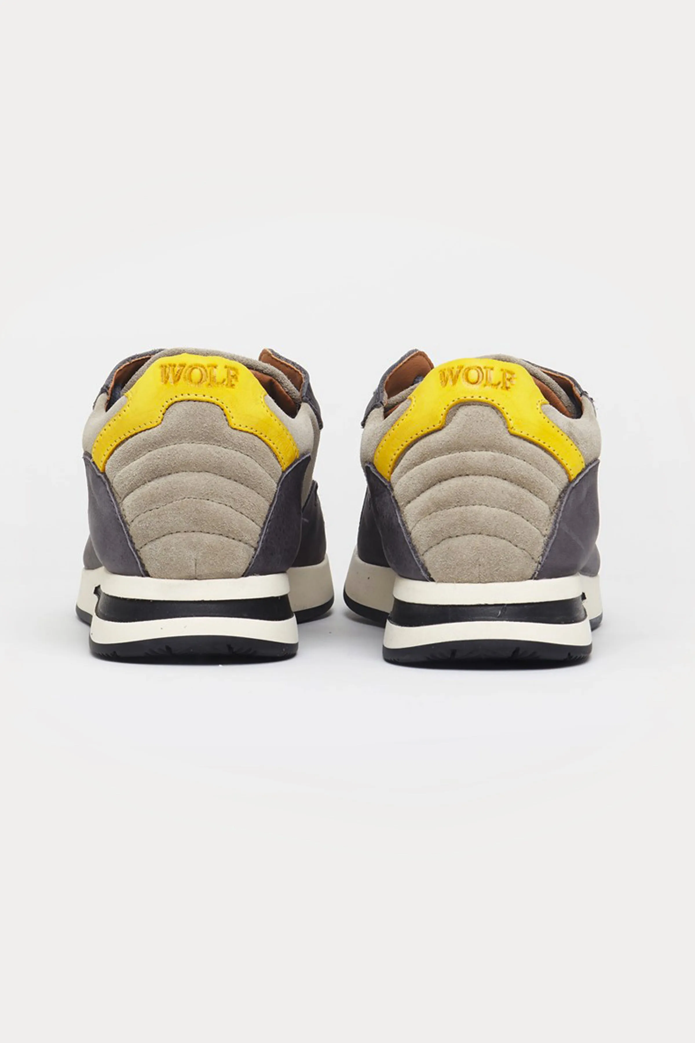Oxford Leather Trainers in Beige/Grey