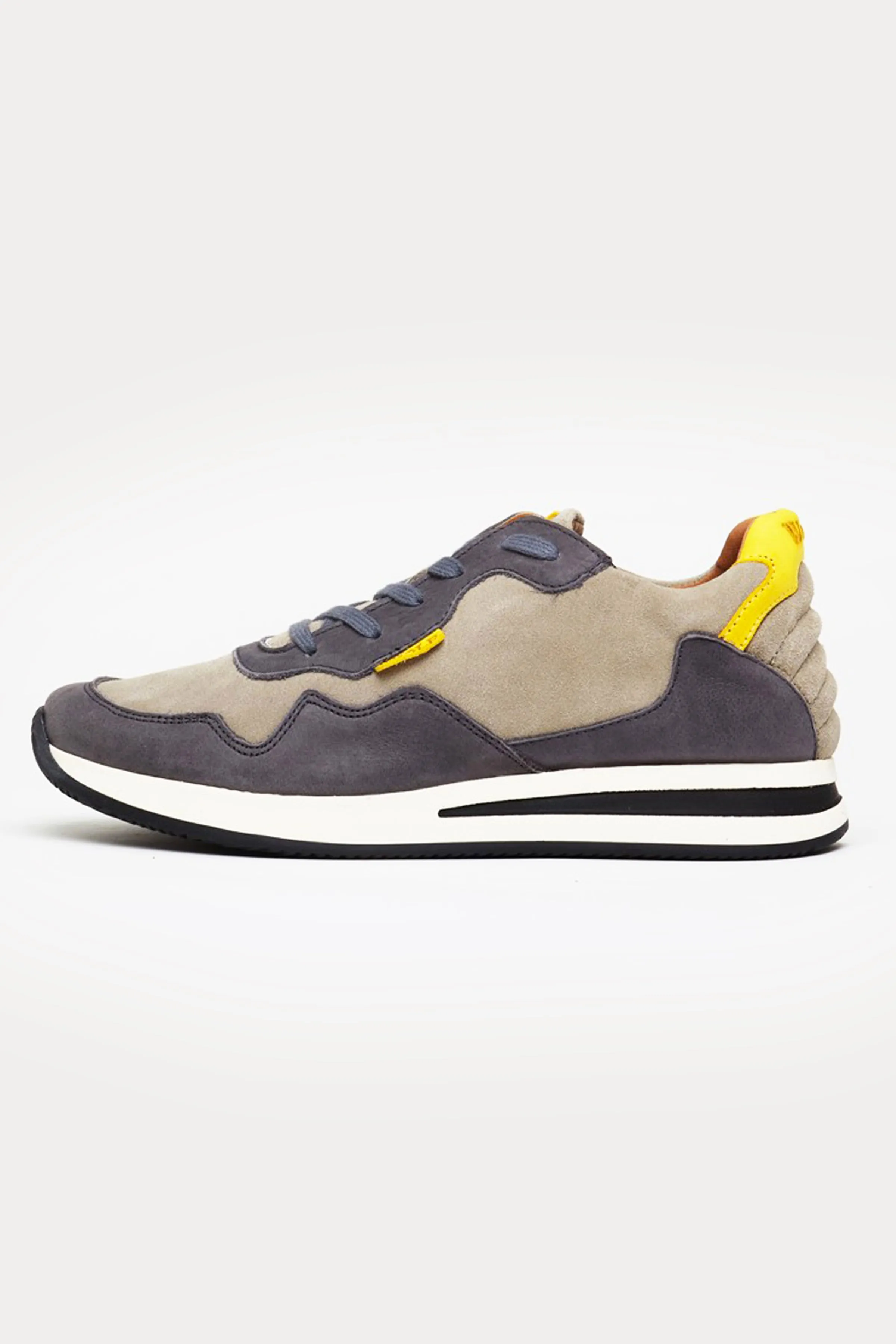 Oxford Leather Trainers in Beige/Grey
