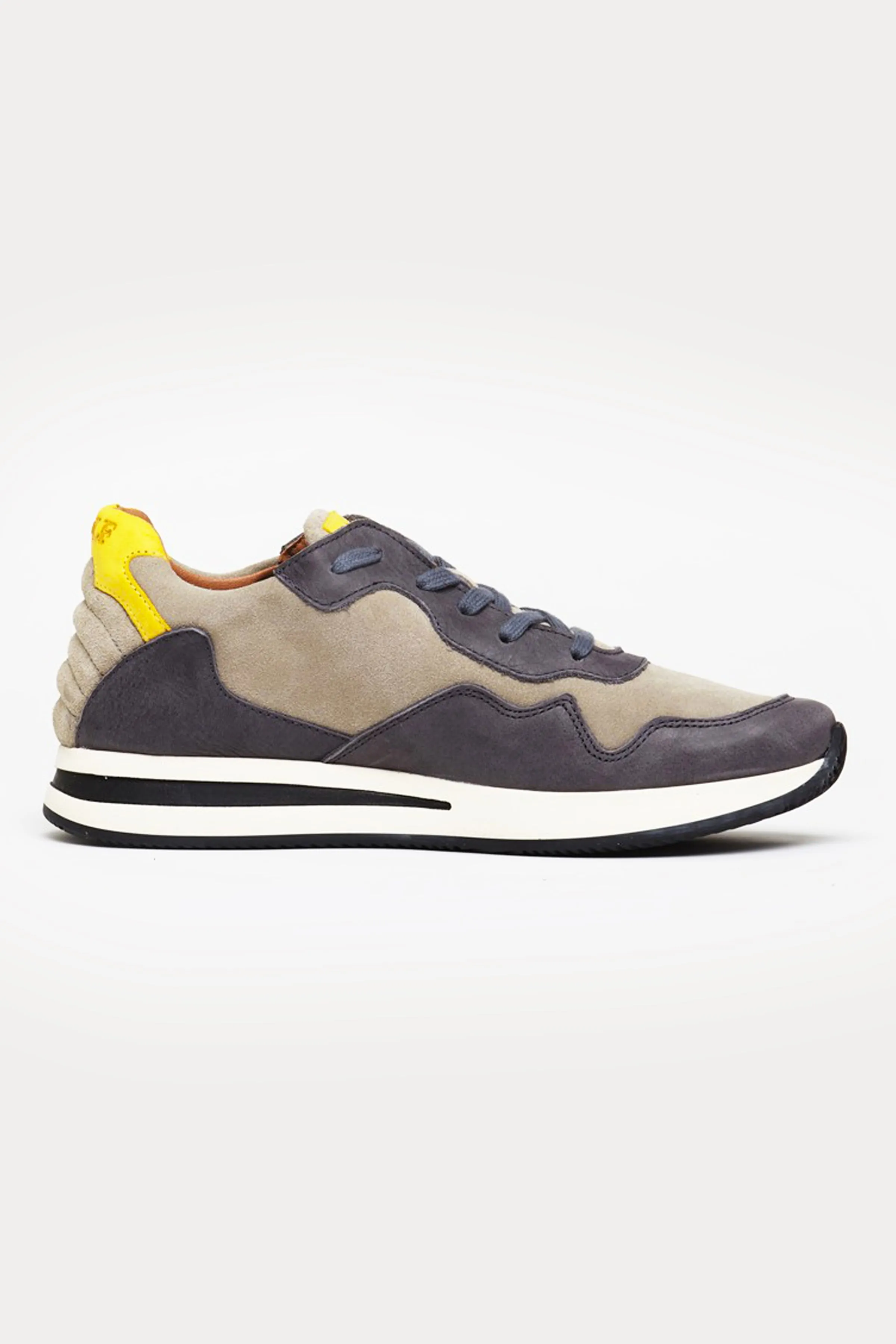Oxford Leather Trainers in Beige/Grey