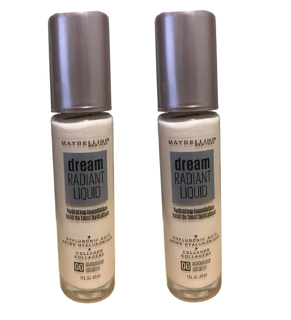Pack of 2 Maybelline New York Dream Radiant Liquid Hydrating Foundation, Alabaster # 00