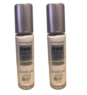 Pack of 2 Maybelline New York Dream Radiant Liquid Hydrating Foundation, Alabaster # 00