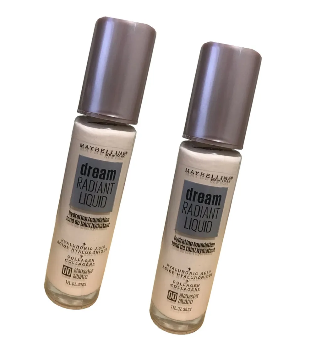 Pack of 2 Maybelline New York Dream Radiant Liquid Hydrating Foundation, Alabaster # 00
