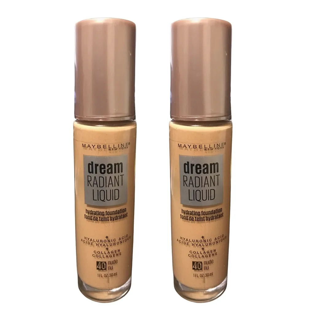 Pack of 2 Maybelline New York Dream Radiant Liquid Hydrating Foundation, Nude 40