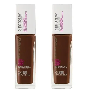 Pack of 2 Maybelline New York Superstay Full Coverage 24HR Liquid Foundation, Espresso 380