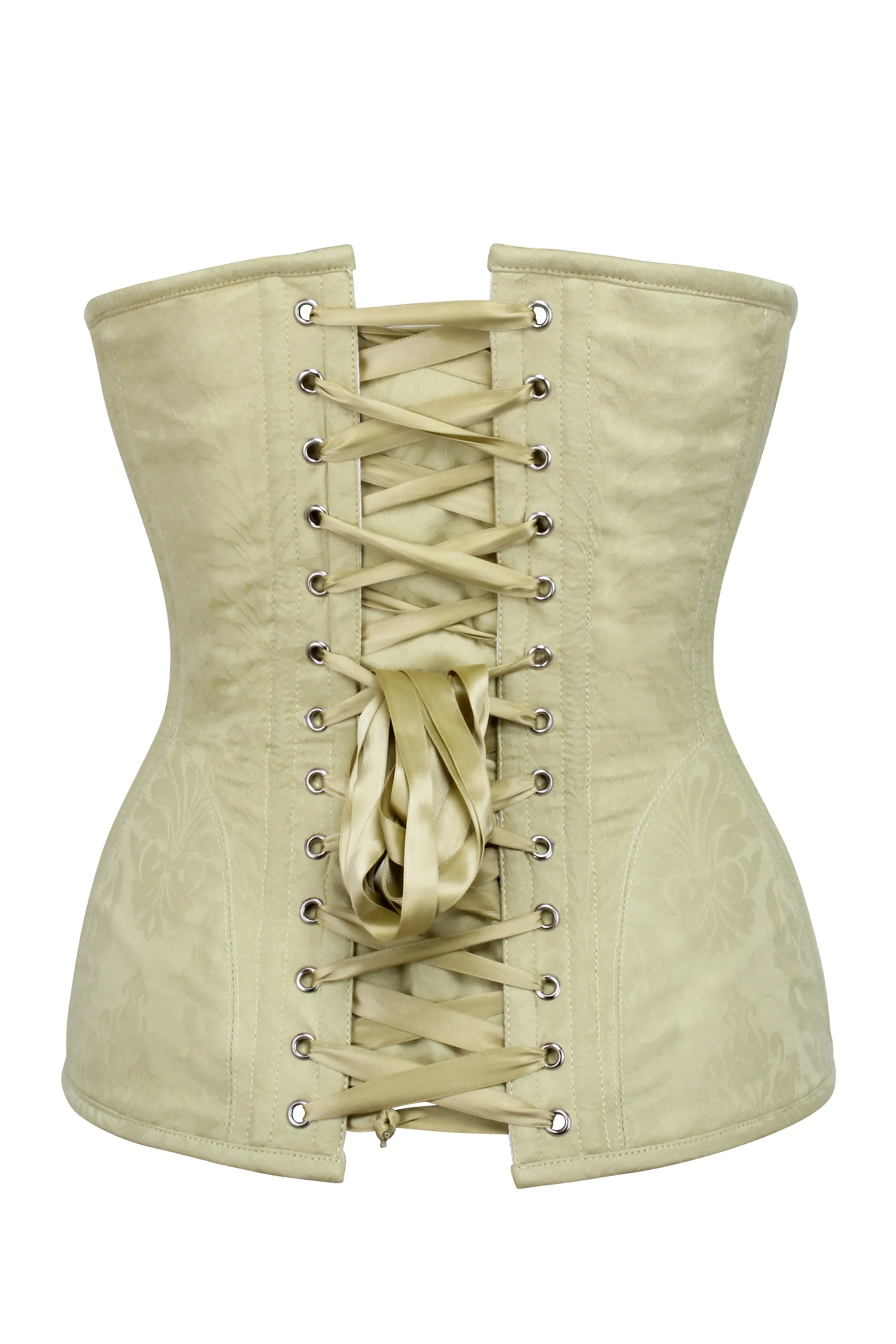 Pastel Brocade Longline Underbust Corset with Hip Panels