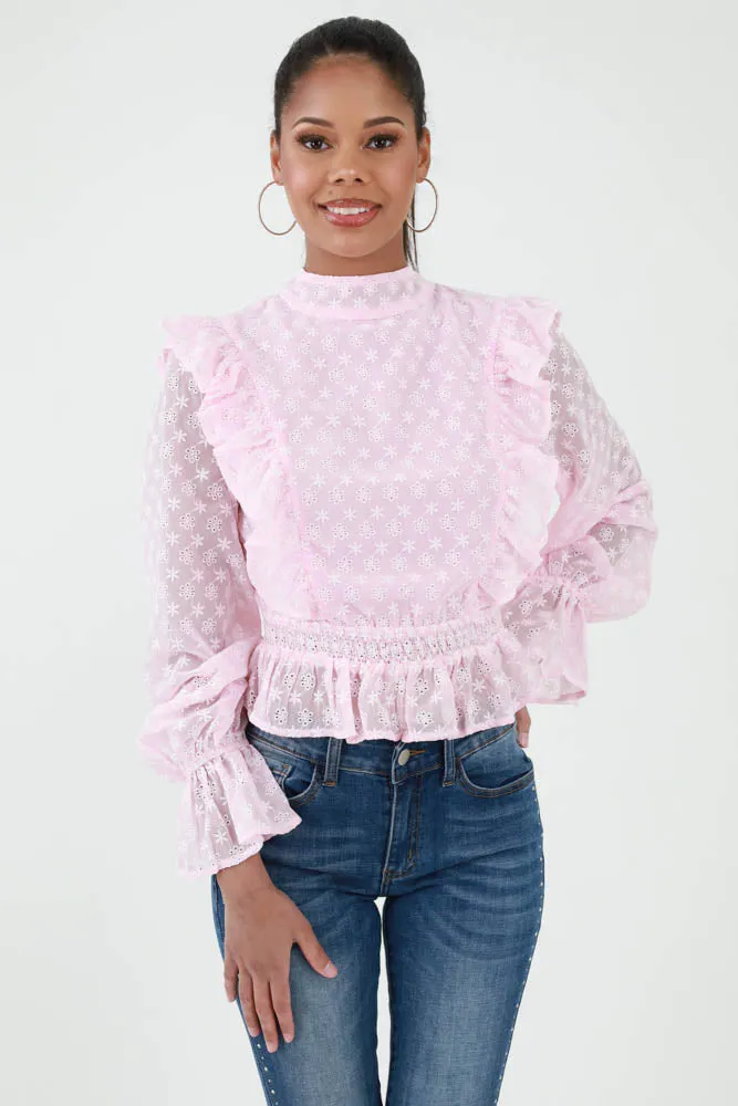 Peplum Ruffle Top - Navy