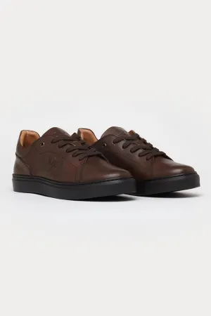 Pimlico Leather Smart Trainers in Dark Brown