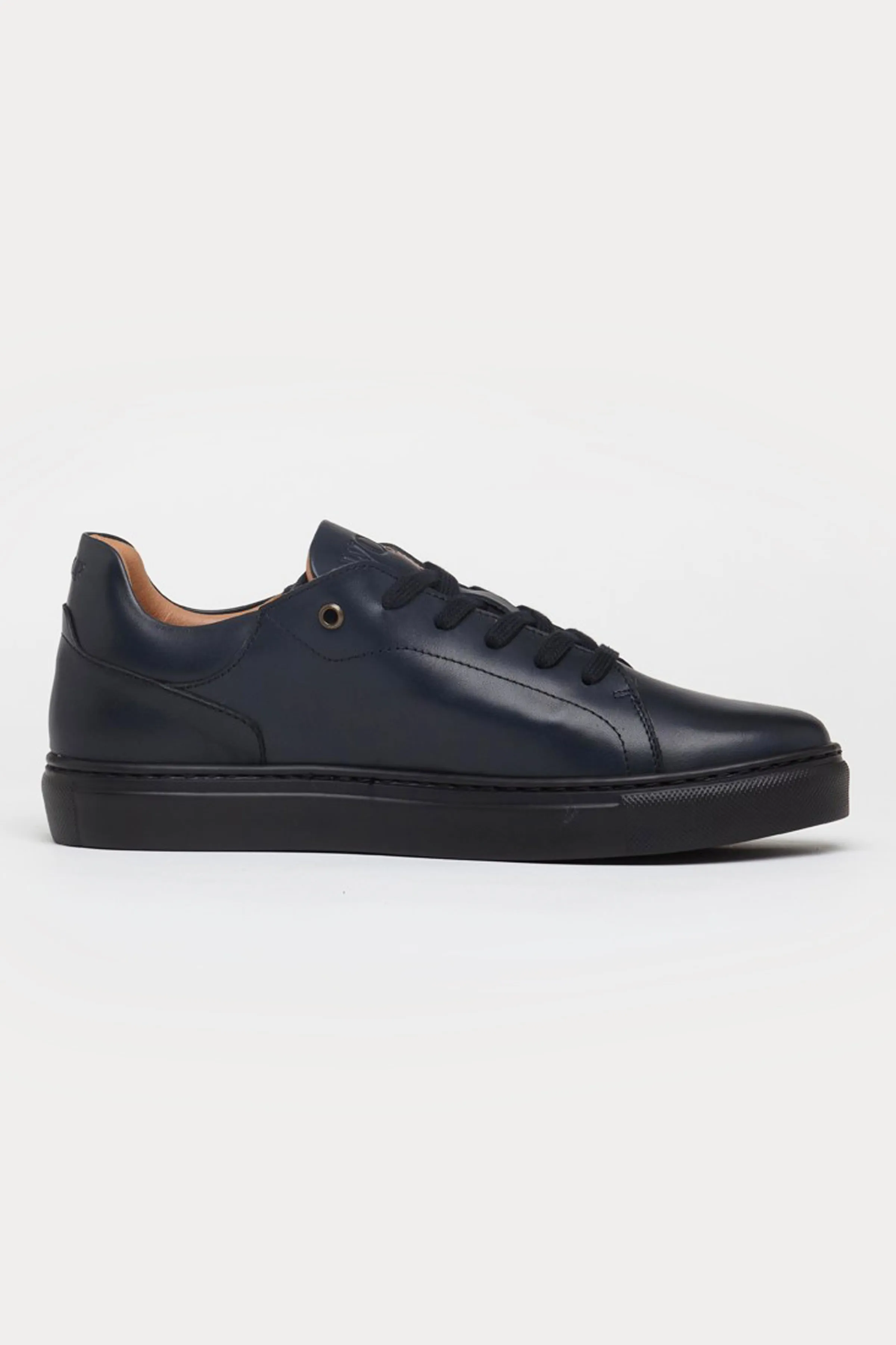 Pimlico Leather Smart Trainers in Navy