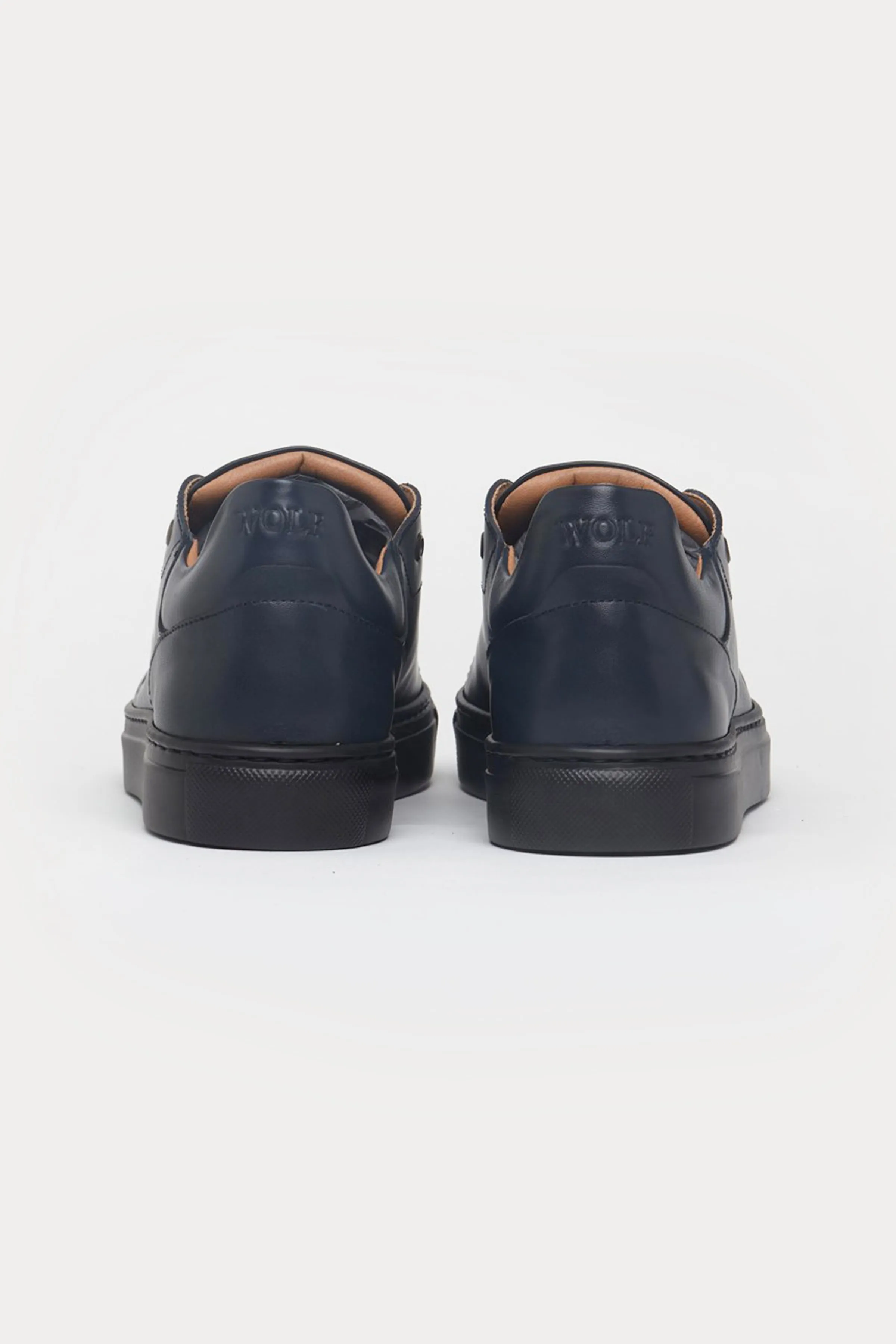 Pimlico Leather Smart Trainers in Navy