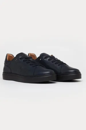 Pimlico Leather Smart Trainers in Navy