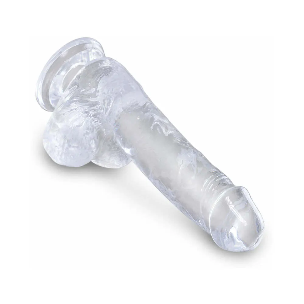 Pipedream King Cock Clear 6 in. Cock With Balls Realistic Suction Cup Dildo