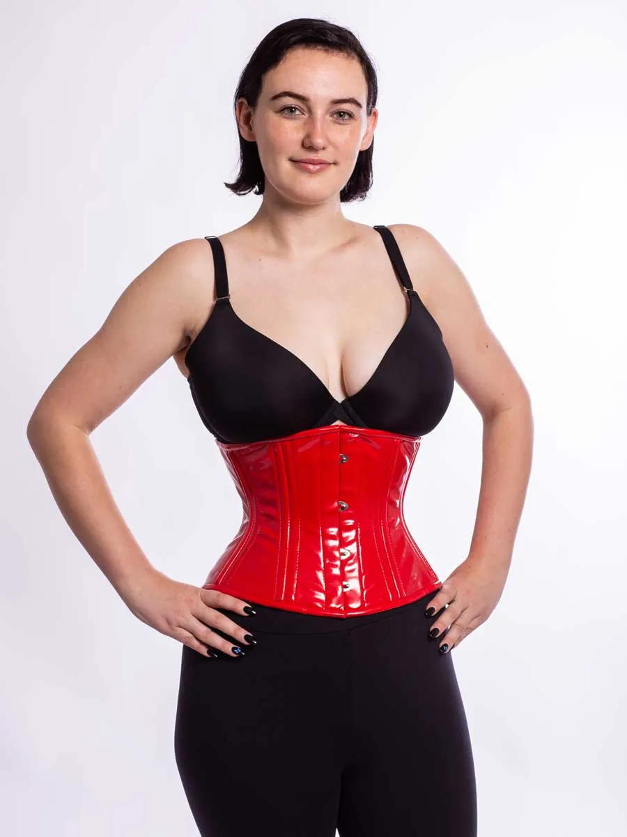 Red PVC Romantic Curve Standard Underbust Corset : CS-411