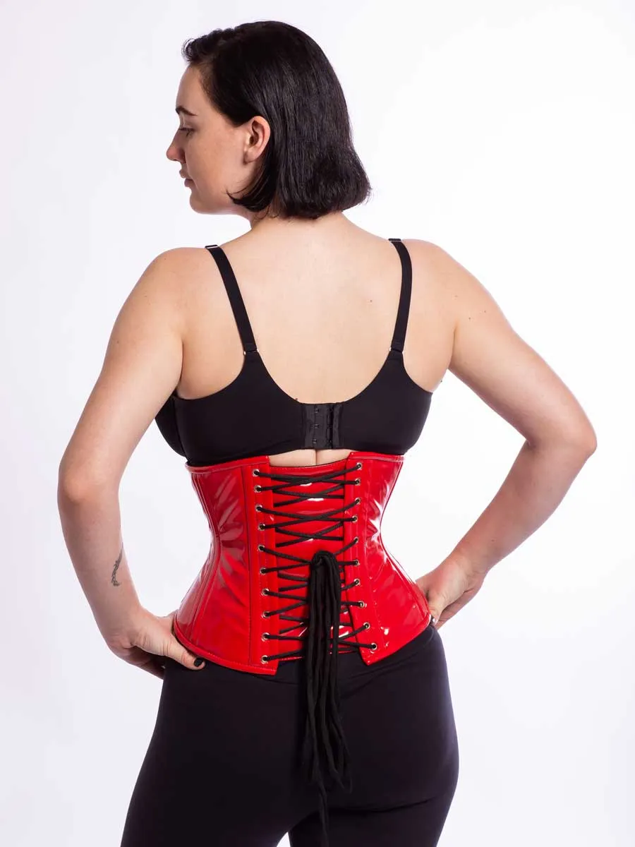 Red PVC Romantic Curve Standard Underbust Corset : CS-411