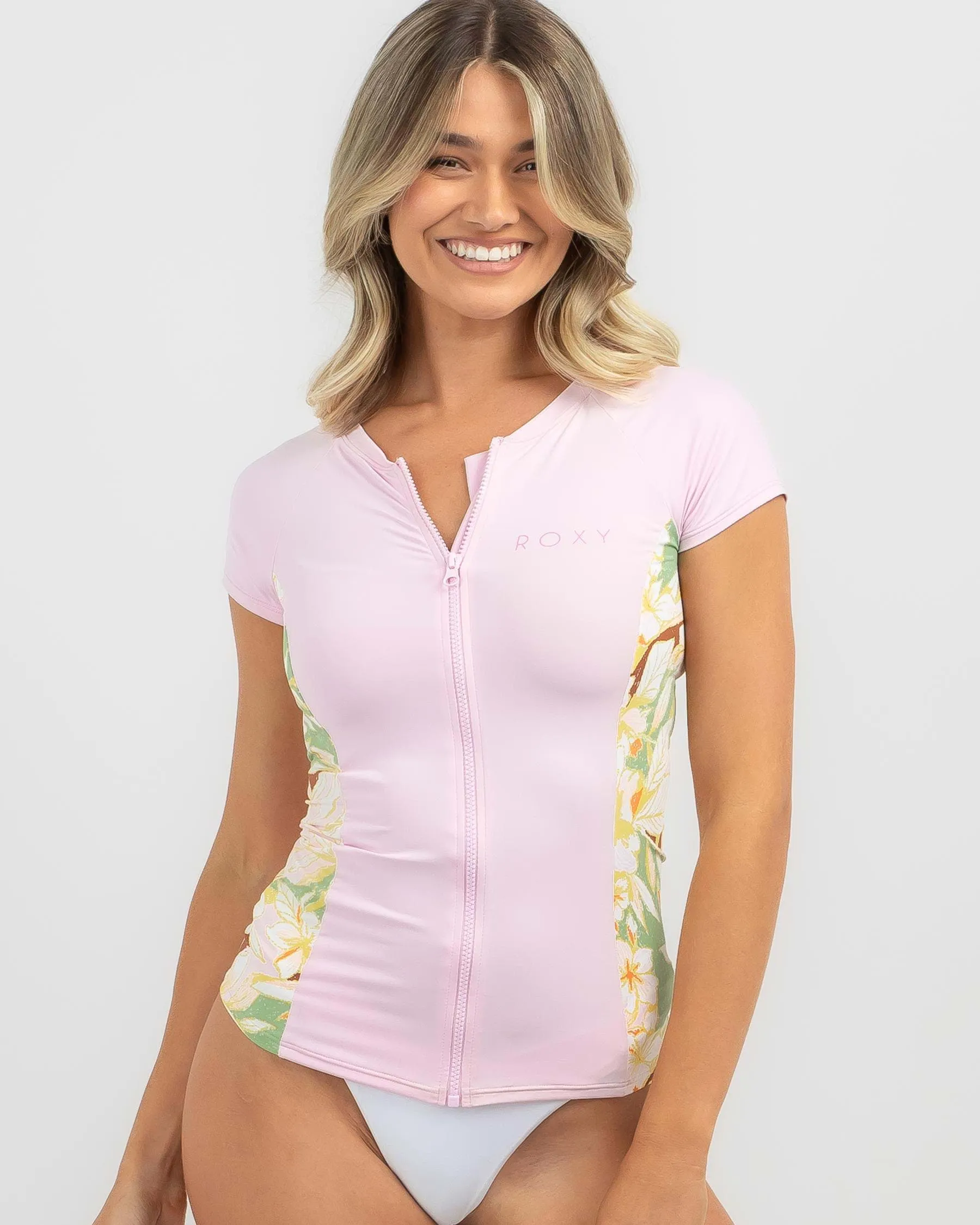 ROXY Capped Sleeves Full Zipped Lycra - Quiet Green Coast 2 Coast