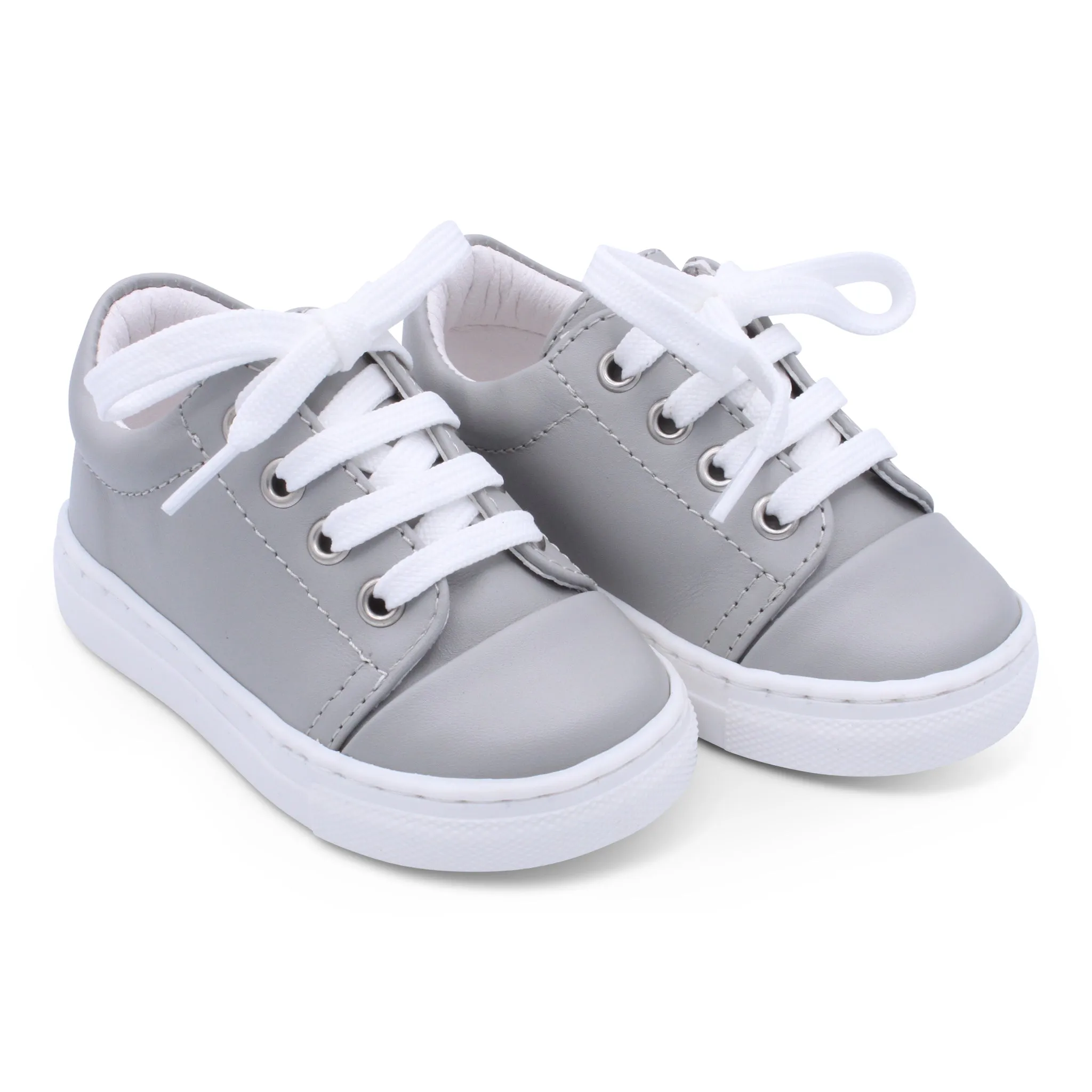 'Santiago' Boys Light Grey Leather Trainers