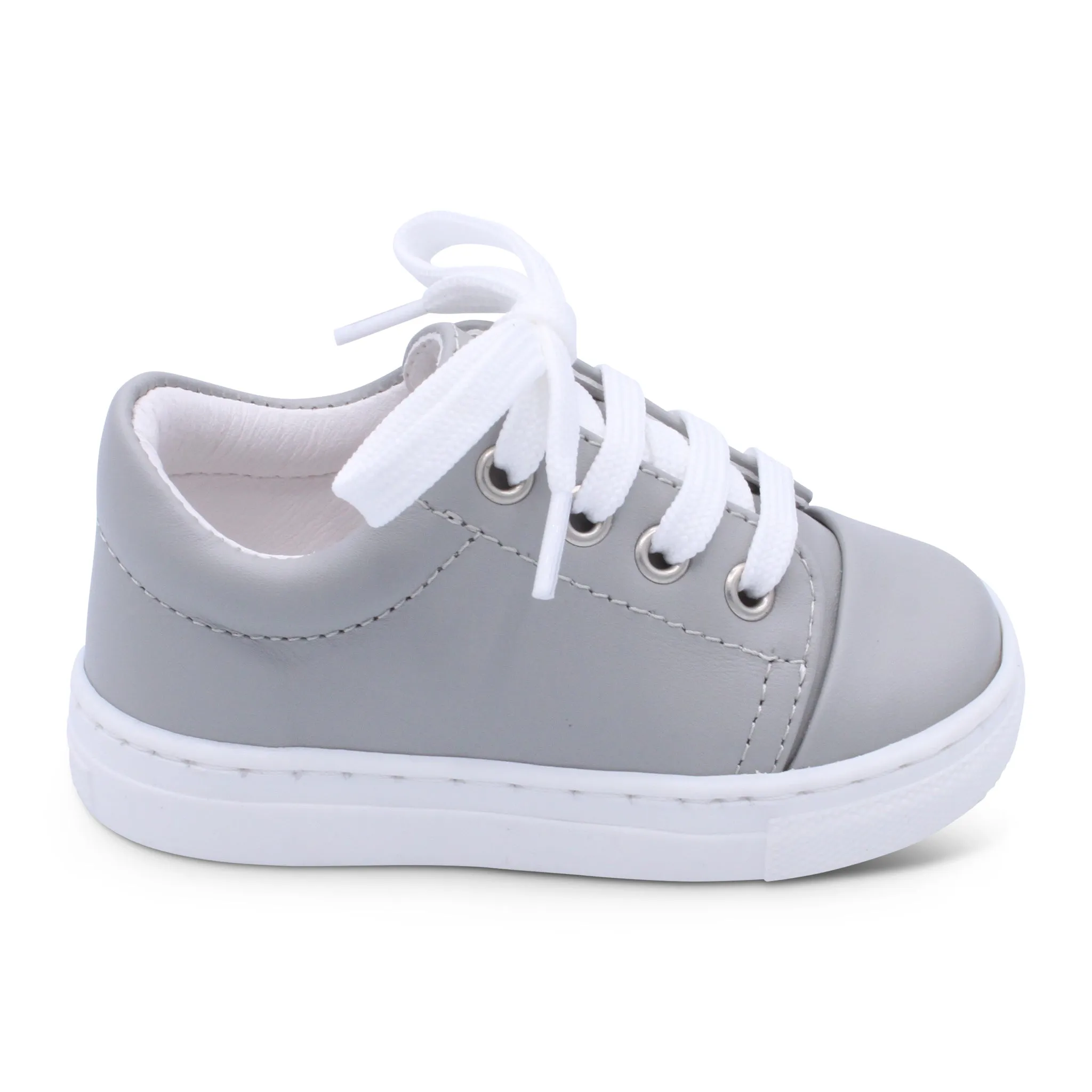 'Santiago' Boys Light Grey Leather Trainers