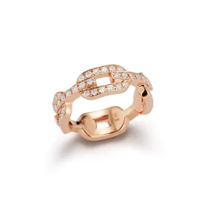 SAXON 18K ALL DIAMOND FLAT CHAIN LINK RING
