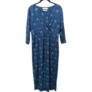 Seasalt Cornwall &quot;The Lake&quot; Blue &amp; Green Floral Print Midi Dress (L)