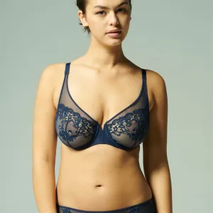 Simone Perele Saga Full Cup Plunge Bra - Endless Blue