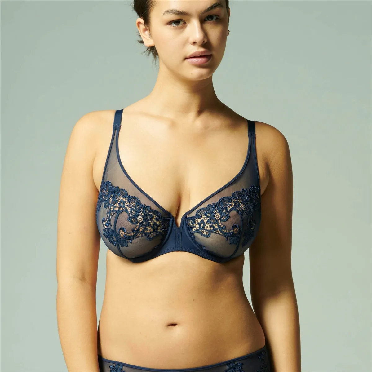 Simone Perele Saga Full Cup Plunge Bra - Endless Blue