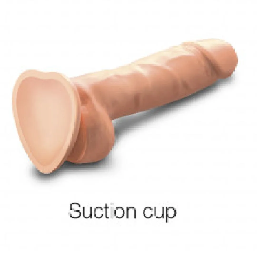 Sliding Skin Realistic XX-Large 8.25 Inch Vanilla Silicone Dildo with Suction Cup