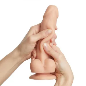 Sliding Skin Realistic XX-Large 8.25 Inch Vanilla Silicone Dildo with Suction Cup