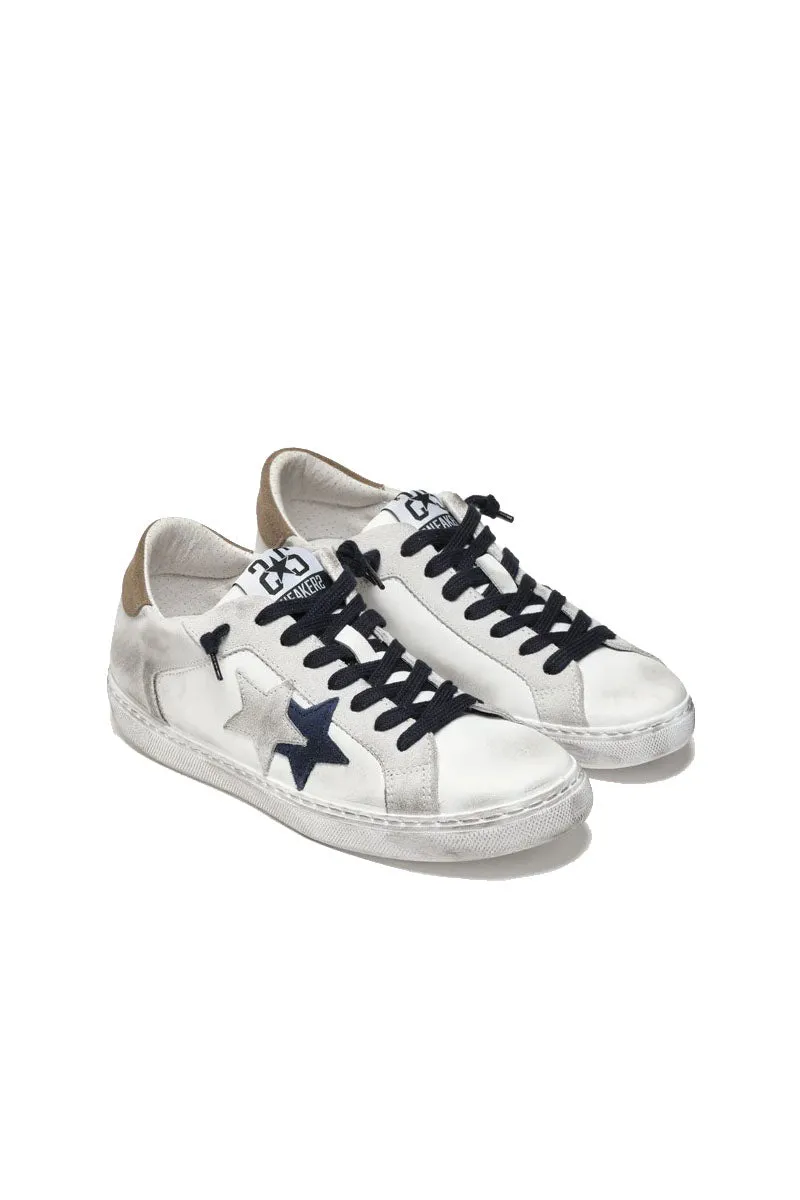 Sneaker Low 100 Bianco/Ghiaccio/Blu/Marrone