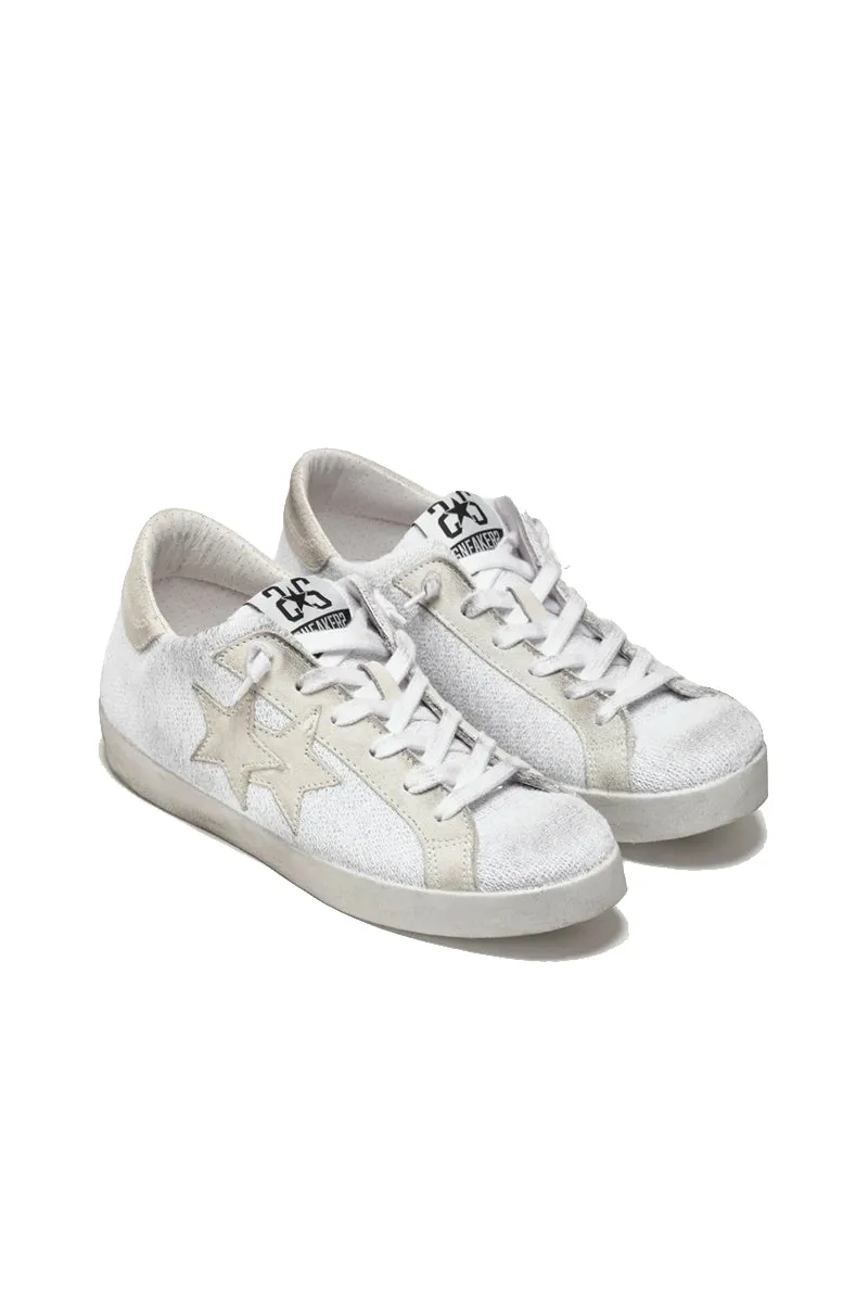 Sneaker Low Felpa Bianca/Crosta Ghiaccio