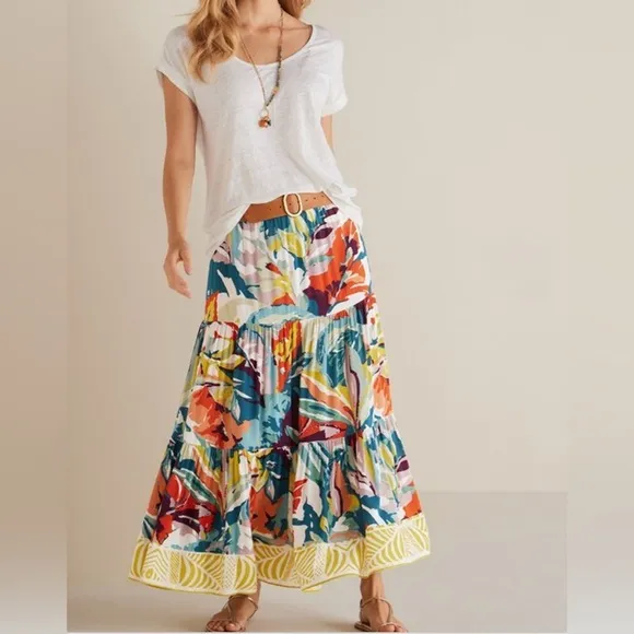 SOFT SURROUNDINGS The Kara skirt colorful full length size 1X